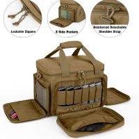 DSLEAF Tactical Gun Range Bag for 4 Handguns, Pistol Shooting Range Bag with 6X Magazine Slots and Extra Pockets for Ammo and Essentials - Image 4