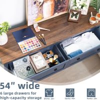 Farmhouse Furniture Set, Nightstands Set of 2 and 6 Drawers Dresser for Bedroom, 54 Inch Wide Wood Dresser and 18" Night Stands with Charging Station for Bedroom, Living Room, Hallway - Image 3