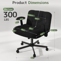 Criss Cross Chair with Wheels and Flip-up Arms, Adjustable Height, Teddy Plush Fabric,Black, Hide Dust, for Bedroom, Home Office, Apartment - Image 2