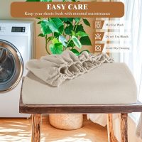 SONORO KATE 100% French Linen Fitted Sheet (1 Piece) - Stone Washed Natural Linen Mattress Cover, 16 Inch Deep Pocket, Ultra Soft, Breathable, Durable for Hot Sleepers (Natural Linen,King) - Image 7