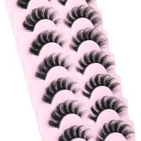 Mink Lashes Fluffy Wispy Lashes Natural Look 3D False Eyelashes D Curl Russian Strip Lashes 7 Pairs Short Fake Eyelash Pack by EYDEVRO - Image 7