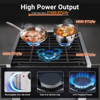 AMZCHEF RV Gas Range 17 Inches Tall, 1.24 Cu.Ft Propane Range Oven with 3 Burners Stove for RV, Apartment, Mobile Home, Stainless Steel. - Image 4