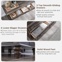 T4TREAM Farmhouse 7 Drawers Dresser Chests for Bedroom w/4 Solid Wood Feet & Column Design, Tall Wide Wooden Rustic Chest of Drawers, Storage Dressers for Bedroom, Living Room, Dark Rustic Oak - Image 4