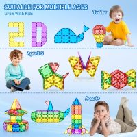 Magnetic Tiles Toddler Building Blocks Toys, Magnet Montessori Kids Toys for 3+ Year Old Boys and Girls, Preschool Learning Sensory STEM Education Gift Games, Birthday Gifts Idea for Kids Toddlers. - Image 2