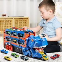 Toddler Toys Car Track Set for 3 4 5 6 Years Old Boys, Dinosaur Transporter Car Race Track with 12 Die-Cast Car Toys, Truck Toys Set Gifts for Age 3-12 Years Old Kids Boys Girls - Image 2