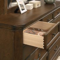 Roundhill Furniture Maderne Traditional Wood Panel Bed with Dresser, Mirror, Two Nightstands, Chest, King, Antique Walnut Finish - Image 8