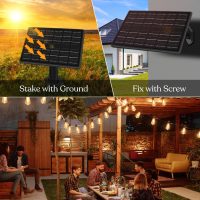 100ft Solar Outdoor String Lights with Remote - USB Rechargeable Solar Powered Outdoor Patio Lights, Larger 3.5W Solar Panel , Timer, Dimmable Shatterproof ST38 Bulbs for Backyard, Porch, Garden, Pool - Image 6