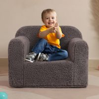 Kids Snuggly-Soft Sherpa Chair, Cuddly Toddler Foam Chair for Boys and Girls, Grey - Image 5