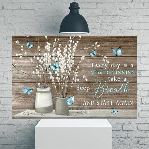Willow Branches Butterflies Vase Wooden Vintage Rustic Canvas Wall Art - 12x18in Unframed Poster- Home & Office Decor for Living Room, Bedroom, Kitchen & Cafe