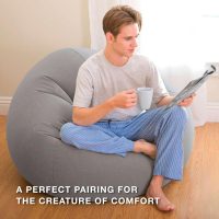 INTEX 68579EP Beanless Bag Inflatable Lounge Chair: Corduroy Textured Flocking – Durable Vinyl – Folds Compactly – 220lb Weight Capacity – 45" x 45" x 28" - Image 6