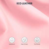 FLEXISPOT Pink Criss Cross Chair with Wheels, Pink Desk Chair Vanity Chair with Back/4.7in Thick Seat Cushion, 25 * 23in Wide Comfortable Office Chair, Leather Seat - Image 5
