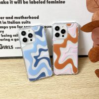 Compatible with iPhone 14 / iPhone 13 Phone Case, Cute Art Wavy Painted for Women Girls, Soft TPU Edge PC Back Protective Shockproof Phone Case-Blue (iPhone 14 / iPhone 13) - Image 4