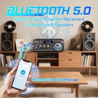 AK45 Pro Stereo Amplifier Home Audio Stereo Receivers,Rated Power 50W x2, Max 800W, Bluetooth 5.0 2.0 Channel Audio Receiver for Home Theater Speakers w/USB/SD/RCA/2 MIC in for Garage - Image 2