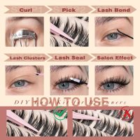 Focipeysa Wispy Lash Clusters Natural Eyelash Clusters Pestañas Postizas Naturales Spiky Manga Lash Extensions C Curly Individual Lashes 10-16mm with Bottom Lashes Clusters DIY Lash at Home - Image 9