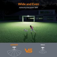 LEPOWER LED Security Lights Motion Sensor Light Outdoor, 38W 4200LM Light, 5500K, IP65 Waterproof, 3 Head Detected Flood Light for Garage, Yard, Porch (White) - Image 4