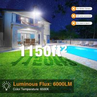 Onforu 60W Flood Lights Outdoor, 6000LM Brightness Security Lights Switch Controlled, 3 Adjustable Heads, IP65 Waterproof, 6500K Wall Mount Exterior LED Flood Light - Image 2