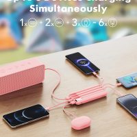 Charmast Portable Charger with Built in Cables, Power Bank with Cords Wires, Slim 10000mAh Travel Battery Pack 6 Outputs 3 Inputs 3A Fast Charging for Samsung Google Pixel LG Moto iPhone iPad - Image 3