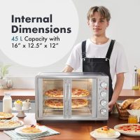 Elite Gourmet ETO-4510M French Door 47.5Qt, 18-Slice Convection Oven 4-Control Knobs, Bake Broil Toast Rotisserie Keep Warm, Includes 2 x 12" Pizza Racks, Stainless Steel - Image 2