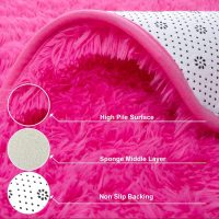 Foxmas Soft Fluffy Area Rugs for Bedroom Kids Room Plush Shaggy Nursery Rug Furry Throw Carpets for Boys Girls, College Dorm Fuzzy Rugs Living Room Home Decorate Rug, 2ft x 3ft, Hot Pink - Image 7