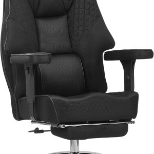 VECELO Big and Tall Office Chair 400lbs, Mesh High Back Computer Chair with Foot Rest, Ergonomic Desk Chair with Lumbar Support and Armrest, Black