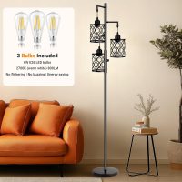 Dimmable Farmhouse Floor Lamp, Industrial Floor Lamp for Living Room with 3 X 6W LED Bulbs, 3 Light Rustic Standing Tall Lamp for Bedroom, Office, 68" - Image 3