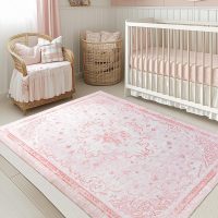 Pink Small Area Rug 3x5 for Entryway - Aesthetic Bow Washable Vanity Floral Mini Throw Rug for Bedside Girls Bedroom Classroom Kitchen Entry Way Front Door Indoor Entrance Inside House Bathroom - Image 4