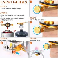WADEO Camping Gas Stove, 3700W Portable Backpacking Stove with Piezo Ignition, Portable Burner, Camping Stove Adapter and Carrying Case for Outdoor Cooking - Image 6