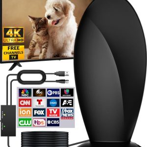 2025 TV Antenna for Local Channels - Signal Reception 1900+ Miles Long Range TV Antenna Indoor with Amplifier Signal Booster - Digital Indoor Antenna for Smart TV - Supports HDTV 4K HD (VistaPanel)