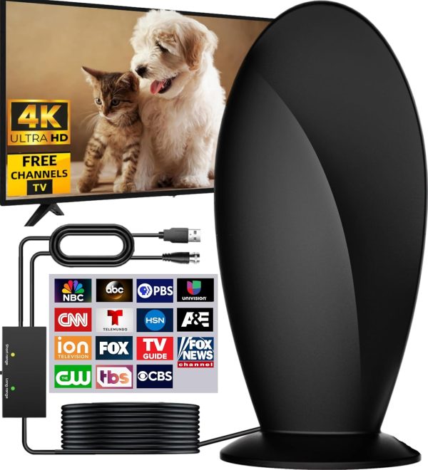 2025 TV Antenna for Local Channels - Signal Reception 1900+ Miles Long Range TV Antenna Indoor with Amplifier Signal Booster - Digital Indoor Antenna for Smart TV - Supports HDTV 4K HD (VistaPanel)