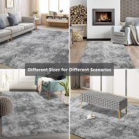 Shag Area Rugs for Bedroom Living Room,4X6 Ultra Soft Fluffy Area Rugs for Dorm, Indoor Carpet Nursery Rugs for Kids Room Home Decor,Tie-Dye Grey - Image 9