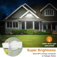 LEPOWER 3000LM Flood Light Outdoor, Switch Controlled LED Security Light, 28W Exterior Lights with 2 Adjustable Heads, IP65 Waterproof, 5500K Wall Mount Exterior LED Flood Light for Garage, Yard White - Image 3