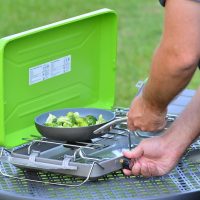 Flame King VT-101 2-Burner Portable Camping Stove Grill, Great for Outdoor Cooking, Backpacking, Compatible with 1LB Propane Gas Bottle - Image 8