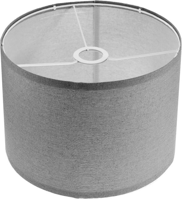 Cloth Lamp Shade Round lamp Small Drum Lamp Shades Fabric Lampshades Barrel Lamp Shades for Table Lamps Floor Lamps (Light Grey)