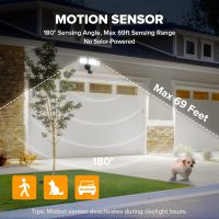 LUTEC 72W 7500LM LED Security Lights Motion Sensor Light Outdoor, 5000K Daylight, IP65 Waterproof, Dusk to Dawn, 3-Head Motion Detected Flood Light for Garage, Yard, Porch(Black) - Image 3