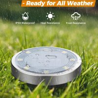 btfarm 16 Pack Solar Ground Lights Outdoor, 8 LED Solar Disc Lights IP65 Waterproof Flat Solar Light, Pathway Lights Solar Powered for Garden Lawn Patio Yard Path Landscape, Cool White - Image 3