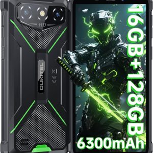 OUKITEL G3 Rugged Smartphone Unlocked -16GB+128GB/1TB TF 6” HD Display IP68/IP69K Rugged Android Phone, 6300mAh Battery 13MP Rear Camera Waterproof Cell Phones, GPS/3.5mm Jack/Face ID/4G Dual Sim