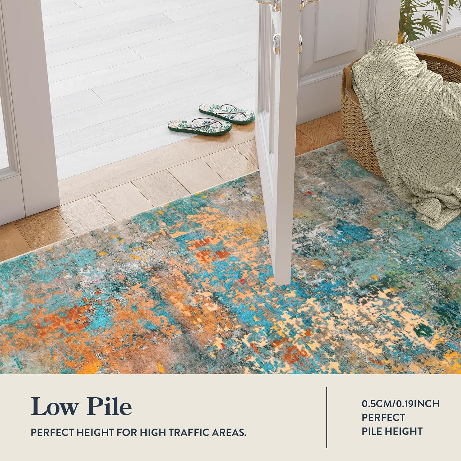 Lahome Modern Abstract Area Rugs 5x7, Large Washable Rugs for Living Room Bedroom Non Slip, Colorful Indoor Floor Carpet for Dining Room Apartment Dorm Kids Nursery Home Decor - Image 8