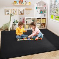 Amearea Modern Area Rugs for Bedroom Living Room, 4x6 Feet Black Thickened Memory Foam Rug, Fluffy Indoor Washable Rugs Non Slip Minimalist Carpet for Kids Boys Girls Dorm Nursery Room Decor - Image 6