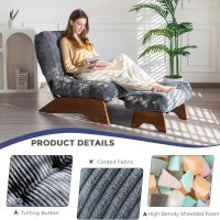 MAXYOYO Accent Chair with Ottoman Adjustable Backrest, Tufted Living Room Chair Upholstered Lounge Chair with Footrest Set, Modern Chair Cozy Reclining Chair for Reading Room, Dark Grey - Image 5