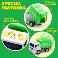 JOYIN 4 Pcs 7" Long Vehicle Toy Set, Toddlers Cars with Lights and Siren Sound, Including Play Police Car, School Bus, Garbage Truck, Ambulance, Birthday Party Gifts Toys for Boys 3-5 - Image 5