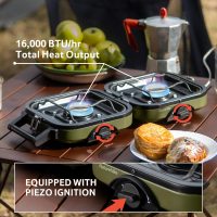 Naturehike 2 Burner Folding Camping Stove, Portable Propane Gas Stove with Carry Bag, 16000 BTU High-Performance Camp Stove with ETL Certification, Adjustable Burners & Piezo Ignition - Image 3