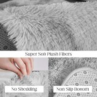 Ultra Soft Area Rugs for Living Room, 5x7 Tie-Dyed Light Grey Fluffy Plush Rugs for Bedroom, Non-Slip Floor Carpet for Nursery, Bedside, Playroom, Corridor, Indoor Decor - Image 3
