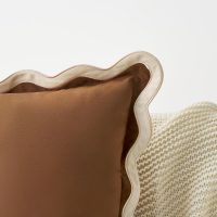 MONDAY MOOSE Decorative Throw Pillow Covers Cushion Cases, Set of 2 Soft Velvet Scalloped Wavy Edge Designs, Mix and Match for Home Decor, Pillow Inserts Not Included (Beige/Brown, 18x18 inch) - Image 8