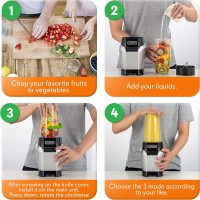 NutriChef Personal Electric Single Serve Blender - Small Professional Kitchen Countertop Mini Blender for Shakes & Smoothies, Pulse Blend, Convenient Lid Cover, Portable 20 & 24 oz Cups, Black - Image 2