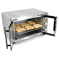 MegaChef 26.4 Quart French Door Multi-Function Stainless Steel Electric Toaster Oven with Temperature & Timer Control and Broil, Bake & Toast Functions - Image 2