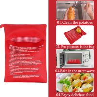 4 Pcs Baked Potato Microwave Bag Reusable Microwave Cooker Pouch Potato Bag Quick-Cook Easy Kitchen Gadget Cooker for Fluffy Sweet Potatoes Red Baked Pouch - Image 3