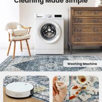 AMADA HOMEFURNISHING 8x10 Washable Area Rug, Low-Profile Large Area Rug with Non-Slip Backing & Durable Edge Binding, Vintage Large Rugs for Living Room, Bedroom, Dinning Room - Image 3