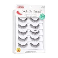 KISS Looks So Natural, False Eyelashes, 'Shy', 12 mm, Includes 5 Pairs Of Lashes, Contact Lens Friendly, Easy to Apply, Reusable Strip Lashes, Glue On - Image 4