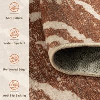 Area Rug 5x7 Rug Machine Washable Non-Slip Low Pile Print Pattern Western Rug for Living Room Bedroom Entryway Tribal Series -Yellowbrown/Cream - Image 5