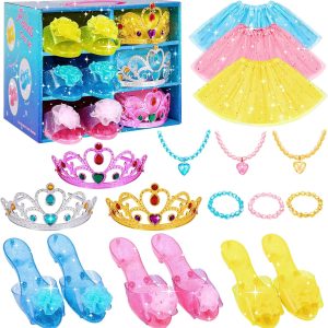Meland Princess Dress Up for Girls - Dress Up Clothes for Girls with Princess Shoes, Toys for Toddler Kids 3,4,5,6 Year Old
